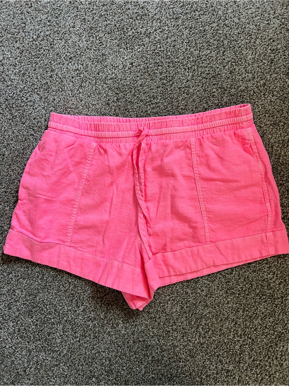 Universal Thread Bright Pink Linen Blend Drawstring Shorts Size Medium - Picture 2 of 4
